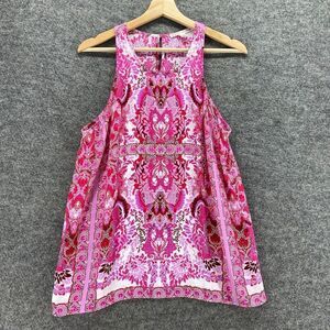 Violet + Claire Blouse Women M Medium Pink Geometric Sleeveless Hook & Eye
